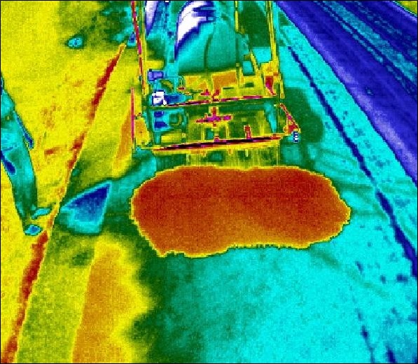 Termografía de pruebas de drenaje de un pavimento